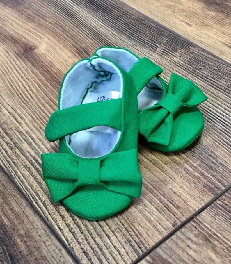 Green Baby Girl Shoes With Bows Newborn Size up to 24 Months Etsy