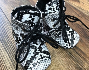 Snake Skin Baby Boots | Lace up | 0-3 Month | Ready to Ship