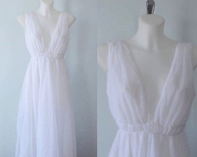 Vintage White Chiffon Nightgown White Chiffon Nightgown - Etsy