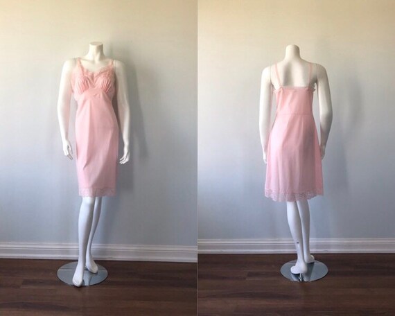 Vintage Pink Full Slip, Queentex, 1960s Full Slip,