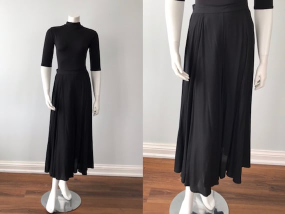Vintage Black Skirt, Laura Ashley, 1980s Black Ski