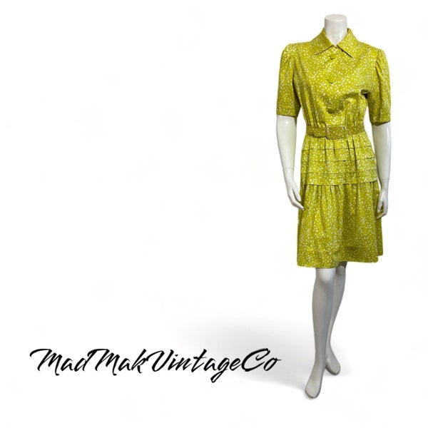 Vintage Green Cotton Dress 1960s Givenchy Nouvelle Boutique