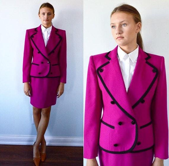 Guy Laroche Magenta Skirt Suit, Ladies Wool Skirt