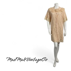Vintage Peach Lace Robe 1950s Aristocraft