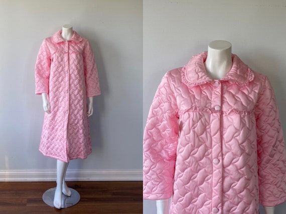 Vintage Pink Quilted Robe, Miss Form, 1960s Pink R