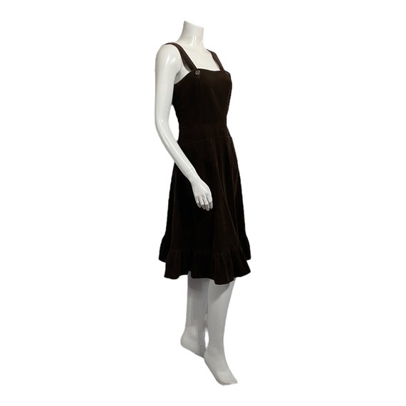 Vintage Brown Corduroy Jumper Dress 1970s - image 6