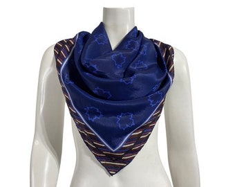 Vintage Navy Blue Silk Scarf 1960s Nina Ricci