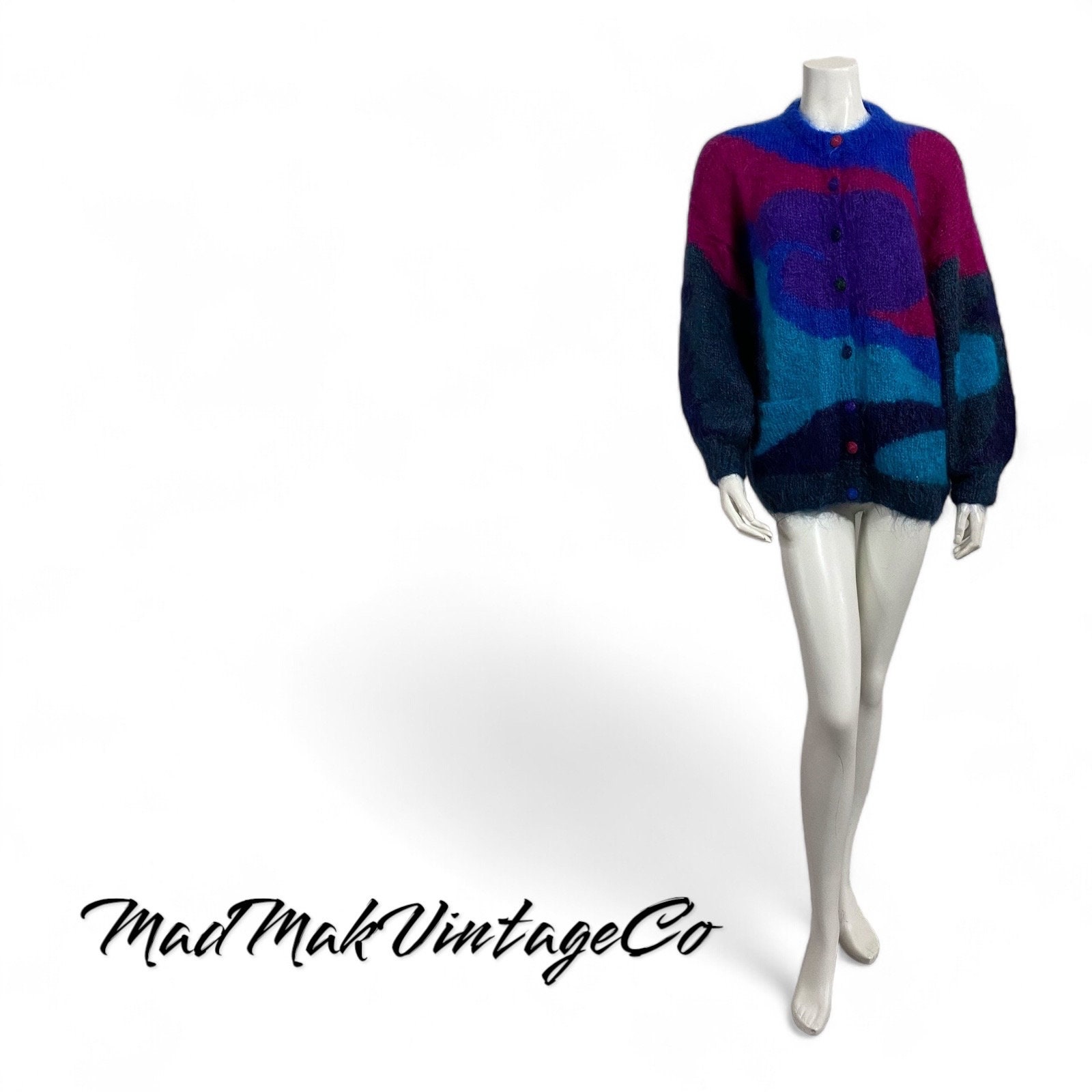 Vintage Hand Knit Cardigan Sweater 1980s Frances Lesley - Etsy