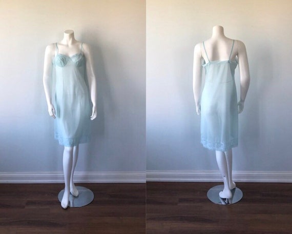 1960s Turquoise Full Slip, Vintage Full Slip, Vint