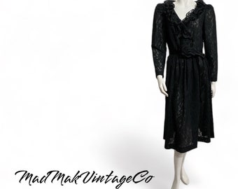 Vintage Black Lace Dress 1960s Caron Chicago