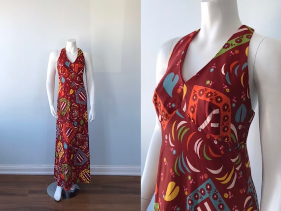 Vintage Maxi Dress, Vintage Dress, Vintage Red Pri