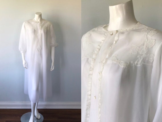 Vintage Double Chiffon White Nightgown, Fina, Vint