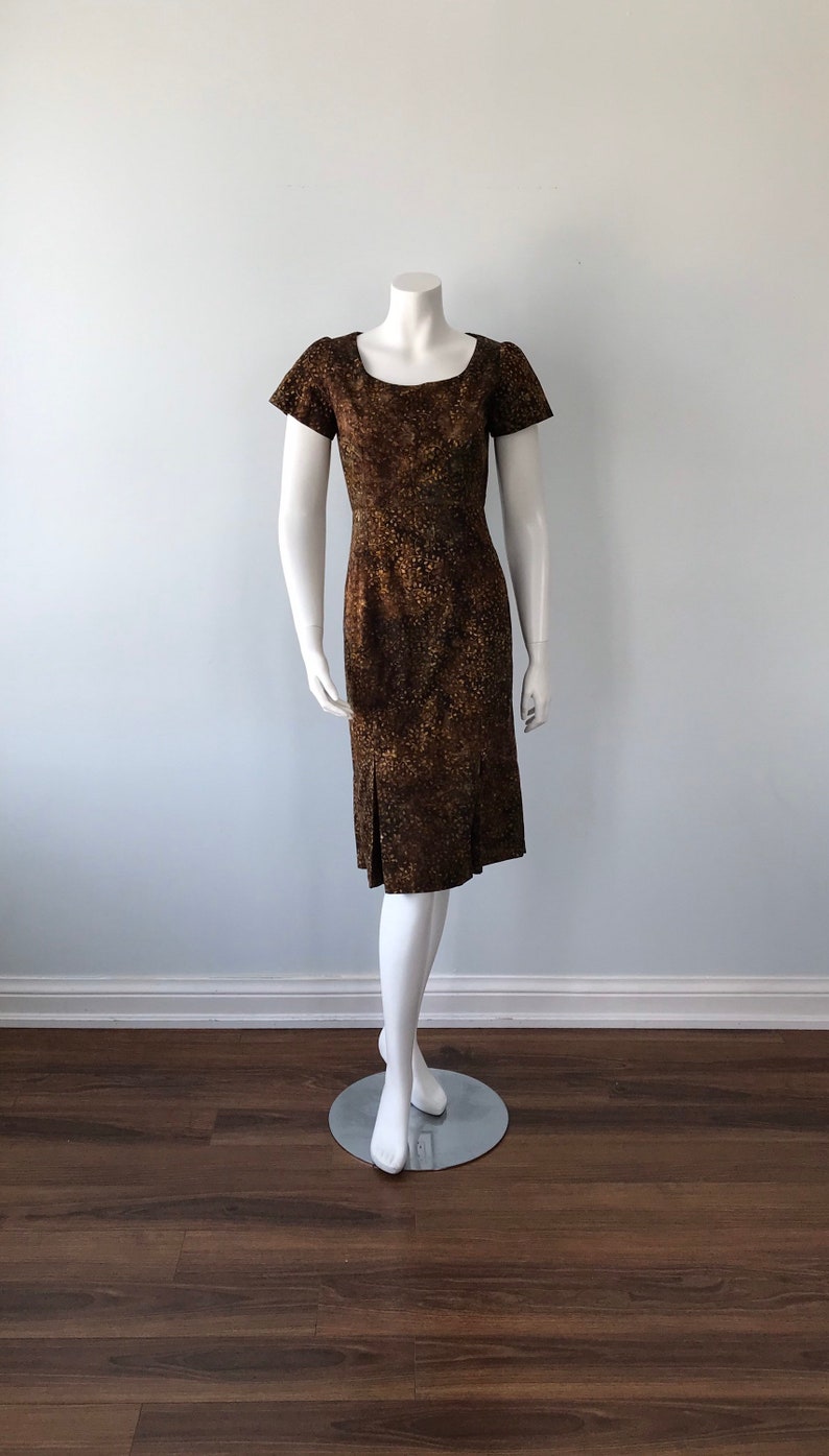 1960s Dress Casual Dress Vintage Cotton Dress Browns Cotton Dress Vintage Dress Summer Dress Short Sleeve Dress