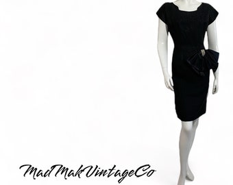 Vintage Black Cocktail Dress 1950s