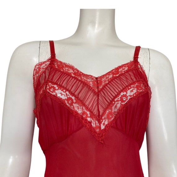 Vintage Red Full Slip / 1950s / Intimates / Size 38 Gem