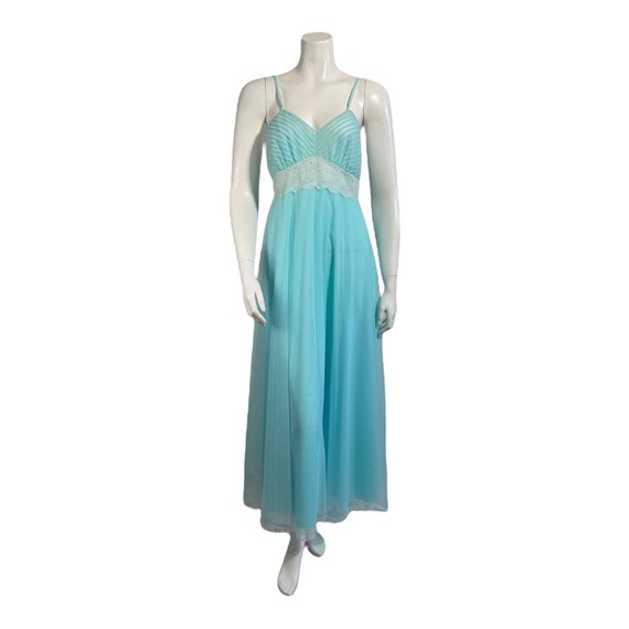 Vintage Aqua Chiffon Nightgown / 1960s / Linda Li… - image 2