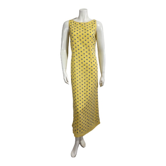 Vintage Yellow Polka Dot Sleeveless Dress 1980s A… - image 2