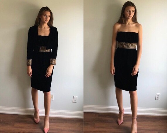 Vintage Black Velvet Dress Suit, Mimmina, Arezzo,