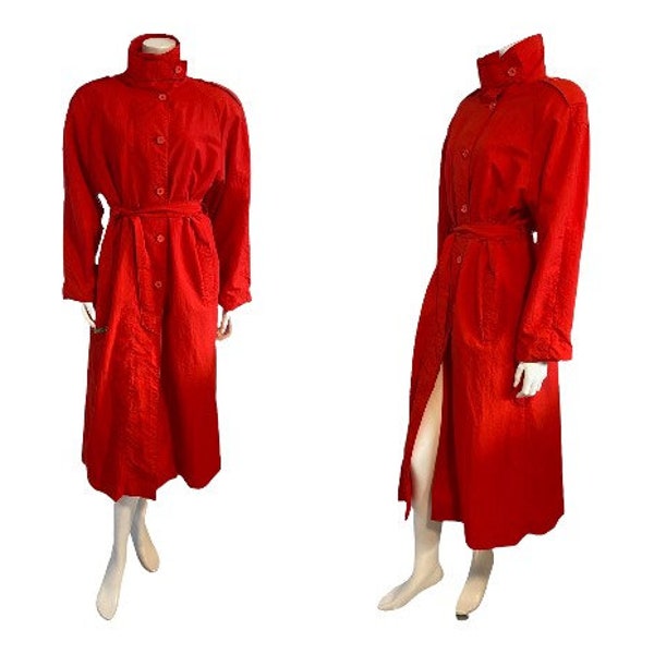 Vintage Red Trench Coat 1970s Irving Posluns Spring Coat