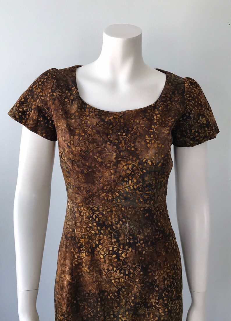 1960s Dress Casual Dress Vintage Cotton Dress Browns Cotton Dress Vintage Dress Summer Dress Short Sleeve Dress