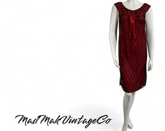 Vintage Black Lace Short Nightgown 1950s