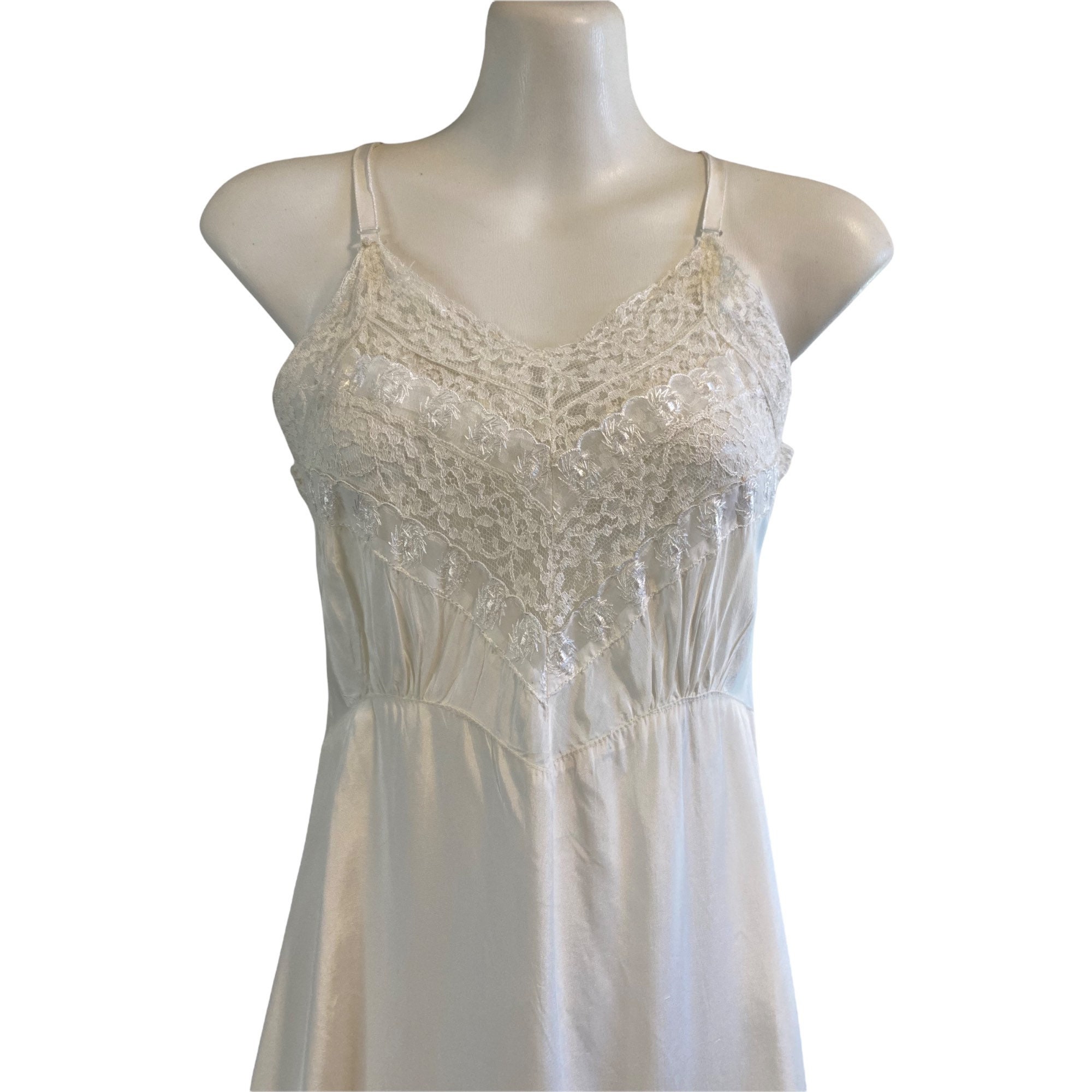 1950s / Vintage White Full Slip June Lee / Size 32 - Etsy