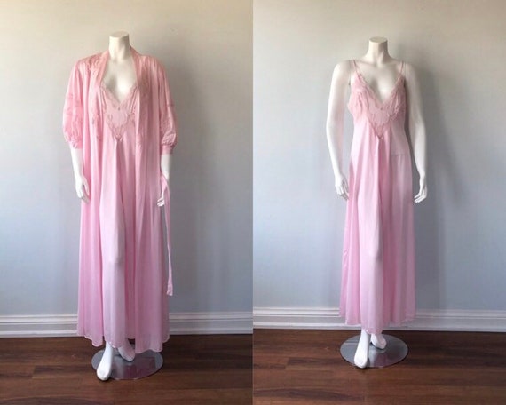 Vintage Pink Peignoir Set, Pink Peignoir Set, Lov
