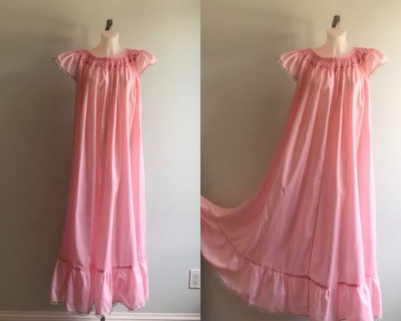 Vintage Nightgown, Pink Nightgown, 1970s Nightgown