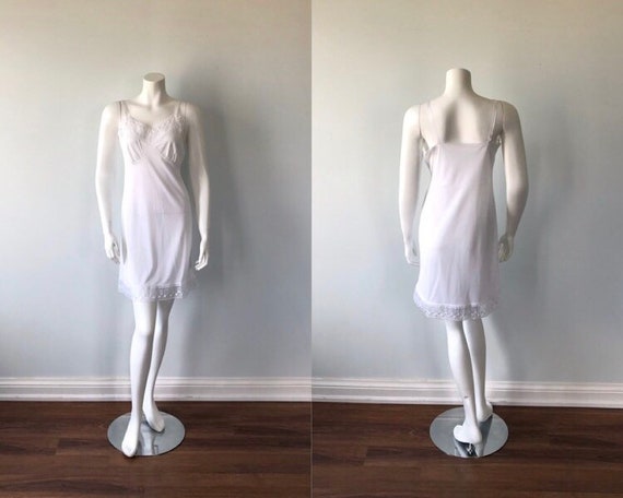 1960s White Full Slip, Vintage White Slip, White F