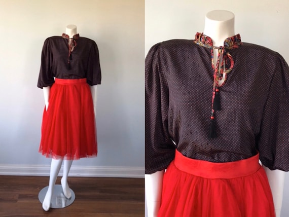 Vintage Diane Fres Blouse, Vintage Blouse, Black w