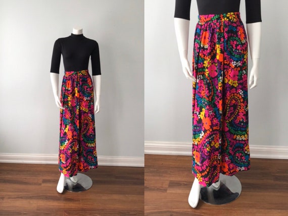 Vintage Floral Maxi Skirt, Pant-Man, 1960s Maxi Sk