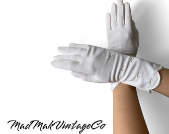 Vintage White Perlon Evening Gloves 1970s