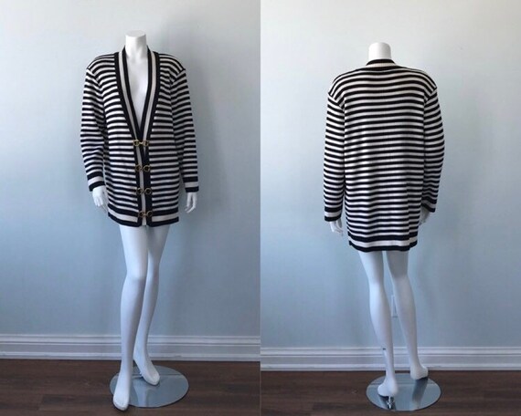 Vintage 1990s Ferragamo Striped Cardigan, Vintage