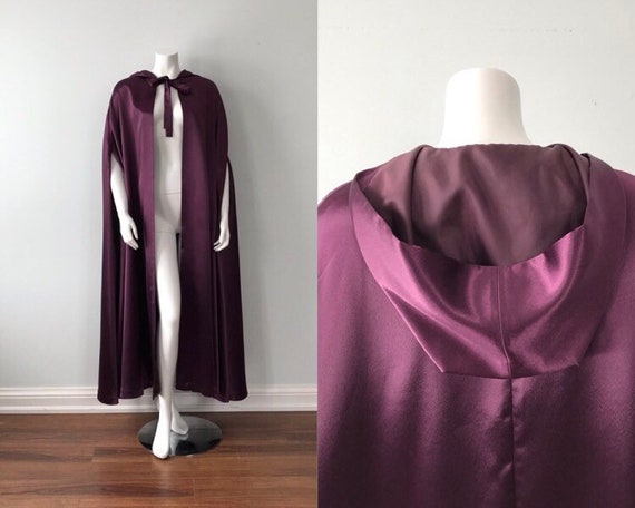 Vintage Purple Cape, Purple Satin Cape, Vintage La