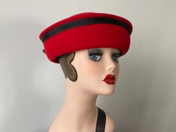 Vintage Red Hat, Vintage 1980s Felt Hat, Bermona T
