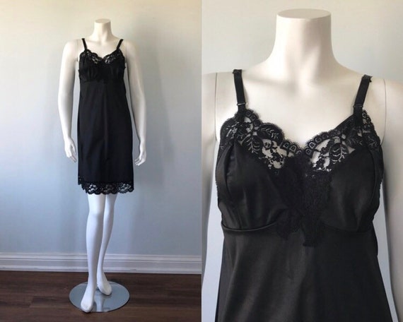 Vintage Love Lines by Gay Lure Black Full Slip, Vi