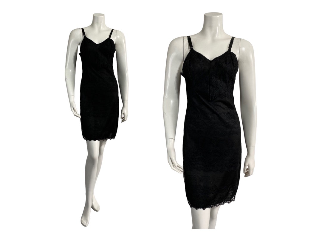 Black Lace Short Full Slip / 1960s / Love Lines by Gay Lure / Bust 32 / XS Etsy