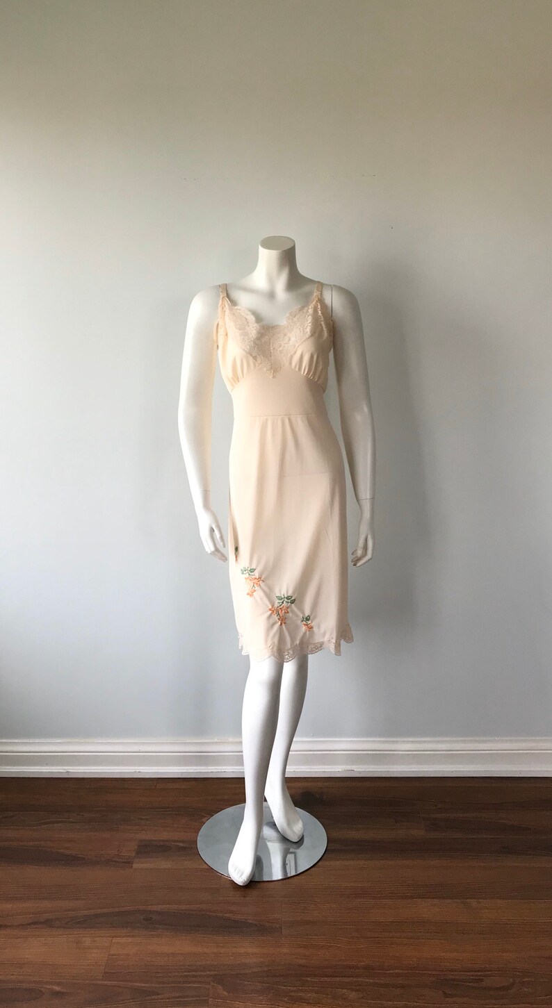 Peach Full Slip Vintage Full Slip Vintage Lingerie 1960s Slip Dorsay Vintage Slip Peach Slip