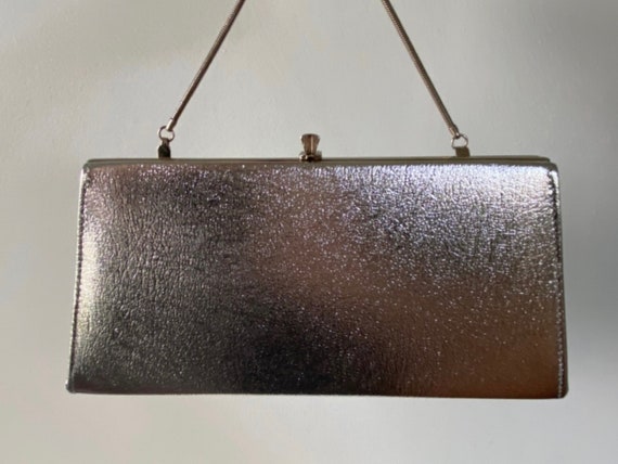 1950s Silver Lane Clutch, Silver Lame Evening Clut