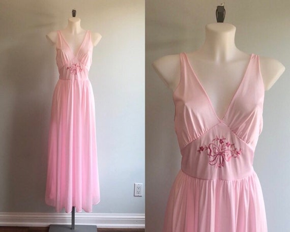Vintage Pink Nightgown, 1970s Nightgown, Lov Lee,