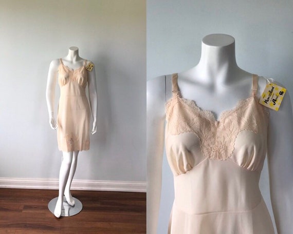 Vintage Peach Full Slip, Vintage Slip, Arnel, Vint