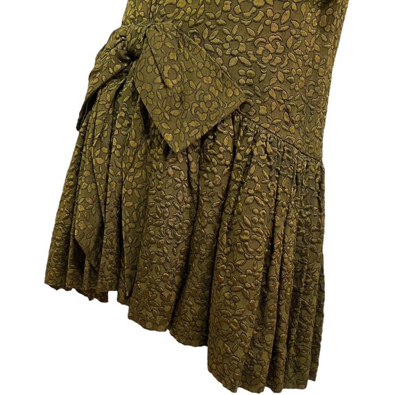 Rare Vintage Mermaid Green Brocade Evening Gown D… - image 7