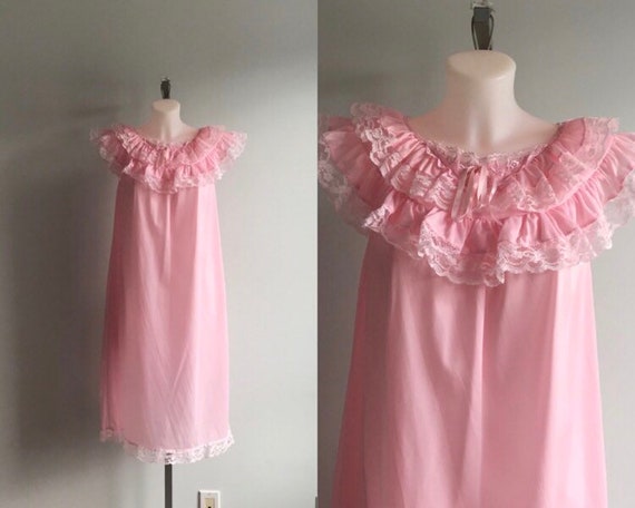 Vintage Pink Nightgown, Vintage Nightgown, 1970s P