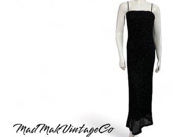 Vintage Black Strapless Evening Maxi Dress 1980s Lillie Rubin