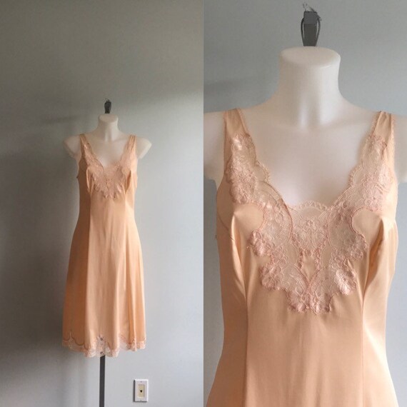 Peach Full Slip Vintage Full Slip Vintage Lingerie 1960s Slip Dorsay Vintage Slip Peach Slip