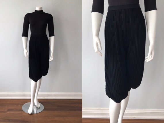 Vintage Black Knit Knee Pants, Vintage Pants, Knit