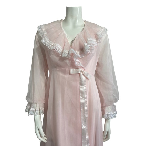 Vintage Pink Chiffon Peignoir Set 1960s Shadowlin… - image 7