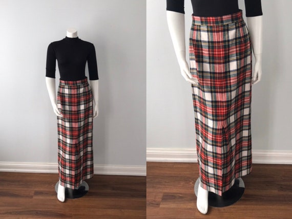 Vintage Plaid Maxi Skirt, Mister Leonard, 1970s Ma