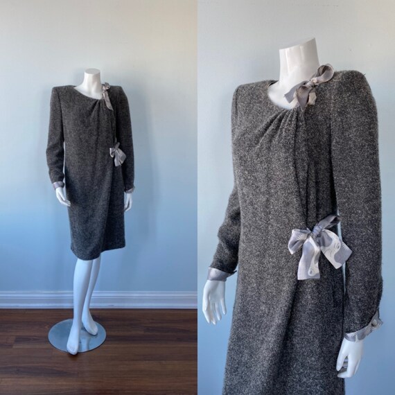 Vintage Dress, 1980s Dress, Giorgio Armani, Grey D