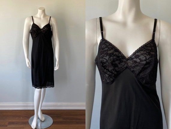 1960s Wolsey Vanity Fair Black Full Slip, Vintage